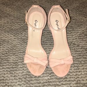 Qupid soft blush suede heels